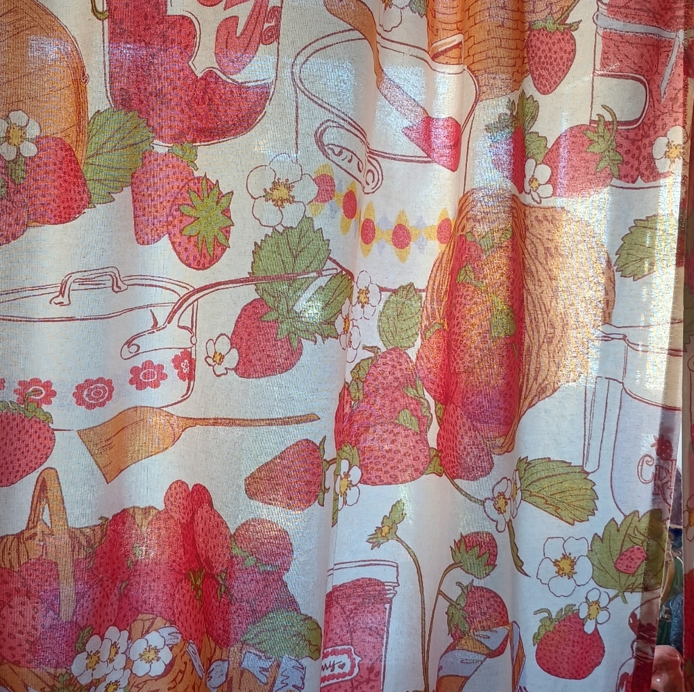 Urban Outfitters Sweet Strawberry Cafe Curtains - Picture 2 of 7